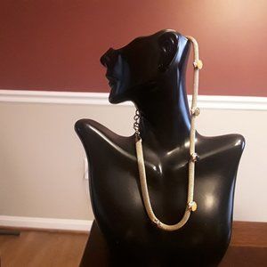 Vintage with multicolor glasses choker necklace gold tone. No brand name.